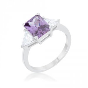 Icon J12106 Classic Amethyst Rhodium Engagement Ring (size: 09) R08451