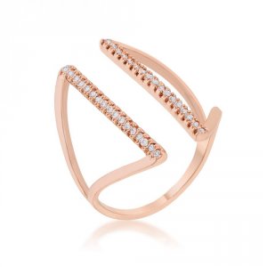 Icon J12193 Jena 0.2ct Cz Rose Gold Delicate Parallel Ring (size: 05) 