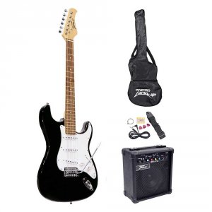 Pyle PEGKT15B Beginner Electric Guitar Package- Black