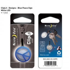 Nite NCLS020303PE Clip Lit Blue Peace Sign