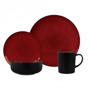 Gibson 74182.16 Novabella 16 Pc Dinnerware Set, Burgundy