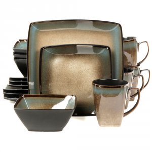 Gibson 92131.16 Elite Tequesta 16-piece Square Dinnerware Set, Taupe