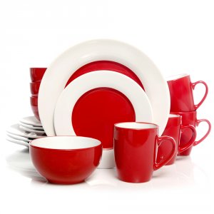 Gibson 91403.16 Home Style Deluxe 16-piece Dinnerware Set, Red