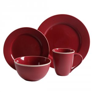 Gibson 111051.16 Lilith 16pc Dinnerware Set- Red