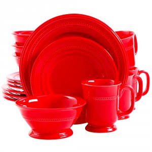 Gibson 105958.16 Barberware 16 Pc Dinnerware Set - Red