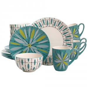 Studio 113171.16 Luminescent Anza 16-piece Dinnerware Set In Teal