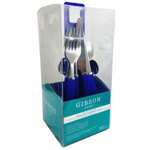 Gibson 109504.16 Home Altamara 16 Piece Flatware Set With Blue Plastic