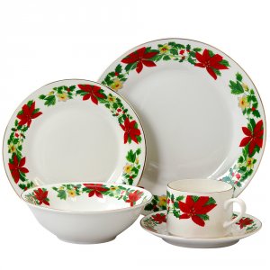 Gibson 90587.20R Home Poinsettia Holiday 20-piece Dinnerware Set , Dec