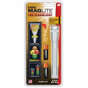 Maglite SP2210H Mini Led 2-cell Aa Flashlight With Holster, Silver