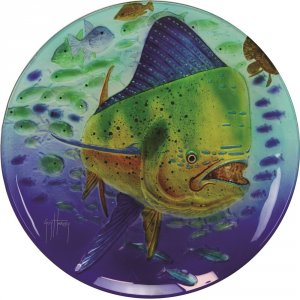 Rivers 2088 Guy Harvey 15in Dorado Glass Platter