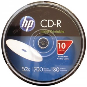 Hp CR52WJH010CB Hp(r)  700mb 80-minute 52x Printable Cd-rs, 10-ct Spin