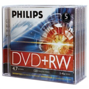 Philips DW4S4J05F/17 (r)  4.7gb 4x Dvd+rws With Jewel Cases, 5 Pk