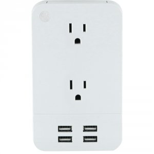 Ge 31708 (r)  2-outlet Sur-protector Wall Tap With 4 Usb Ports