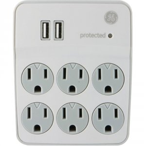 Ge 36735 (r)  6-outlet Sur-protector Wall Tap With 2 Usb Ports