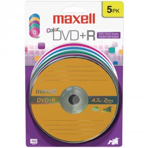 Maxell 639031 (r)  4.7gb 120-minute Dvd+rs (5 Pk, Color, Carded)