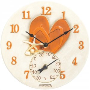 Springfield 92325 (r) Precision  12 Poly Resin Clock With Thermometer 