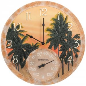 Springfield 92669 (r) Precision  14 Poly Resin Clock With Thermometer 