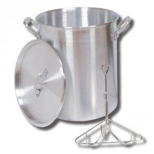 King 30PK - 30 Qt. Aluminum Turkey Pot - Rack - Lid