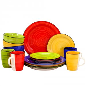 Gibson 95838.16 Home Color Vibes 16 Piece Round Dinnerware Set, Assort