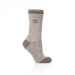 Grabber LHHTWSMC Heat Holders Ladies Twist Crew Sock-browncream