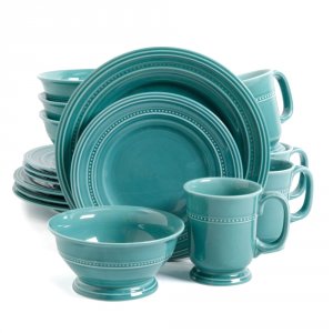 Gibson 92427.16 Barberware 16 Pc Dinnerware Set - Turquoise