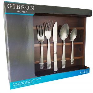 Gibson 107120.54 Geraldine 54 Piece  Flatware Set With A Bamboo Caddy