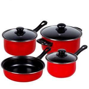 Gibson 83683.07 Home Chef Du Jour 7-piece Cookware Set, True Red