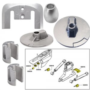 Tecnoseal 20805 Anode Kit Whardware - Mercury Bravo 3 2004-present - Z