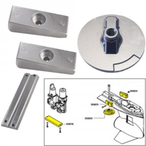 Tecnoseal 20814AL Anode Kit Whardware - Mercury Verado 4 - Aluminum