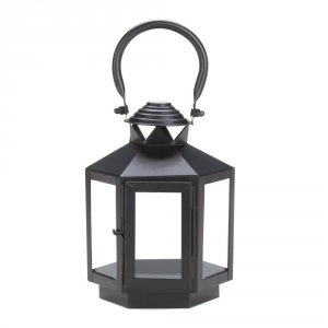 Gallery 10015364 Black Hexagonal Candle Lantern