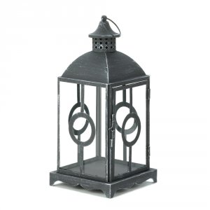 Gallery 10015408 Charming Antique Distressed Grey Lantern