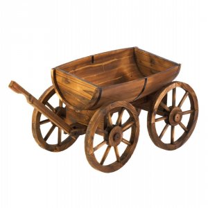 Summerfield 10015795 Old Country Wood Barrel Wagon Planter