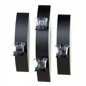 Gallery 10015844 Black Wall Candleholder Set