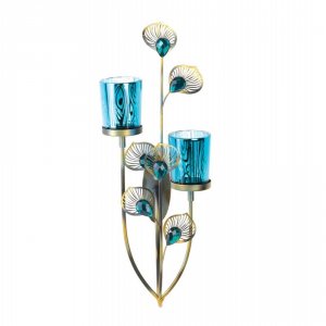 Gallery 10015948 Peacock Plume Candle Wall Sconce