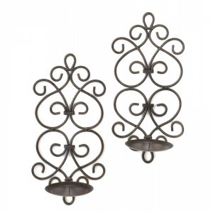 Gallery 10015959 Black Iron Scrollwork Candle Wall Sconces