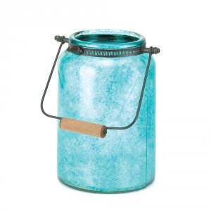 Gallery 10016682 Blue Jar Candle Lantern