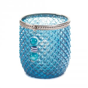 Gallery 10016798 Dominion Teal Glass Candleholder