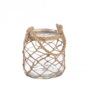 Gallery 10017039 Small Fish Net Wrap Glass Candle Lantern