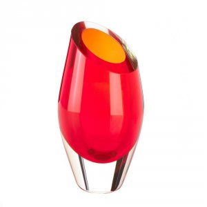 Accent 10017385 Red Cut Glass Vase