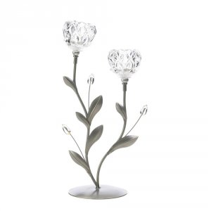 Gallery 10017421 Crystal Flower Duo Candle Holder