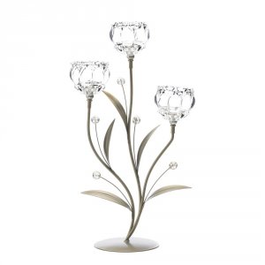 Gallery 10017423 Crystal Flower Triple Candle Holder