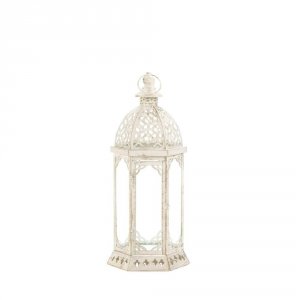 Gallery 10017449 Graceful Distressed Small White Lantern