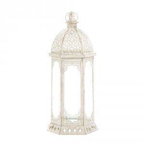 Gallery 10017450 Graceful Distressed White Large Lantern