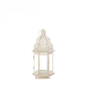 Gallery 10017451 Small Distressed White Lantern