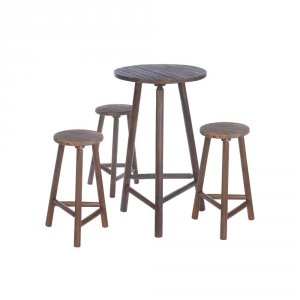 Accent 10017505 Fir Wood Bar Table And Stools Set