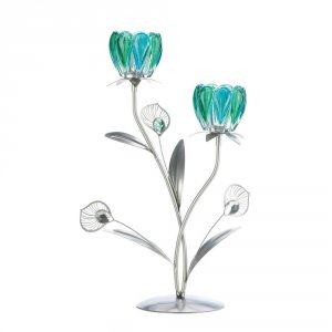 Gallery 10017533 Double Peacock Bloom Candleholder