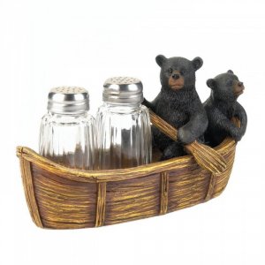 Accent 10017739 Black Bear Canoe Salt And Pepper Holder