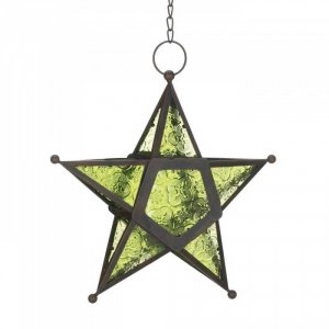 Gallery 10017756 Green Glass Star Lantern