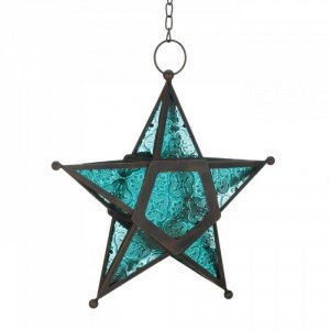 Gallery 10017757 Blue Glass Star Lantern