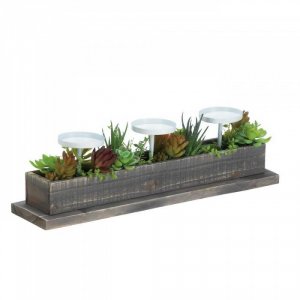 Accent 10017835 Reclaimed Wood Succulent Candle Display